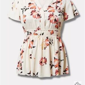 Peplum Georgette Flutter Sleeve Blouse